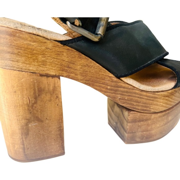 FREE PEOPLE Wooden Platform Clog Sandal in Black Size 37 - Picture 4 of 7